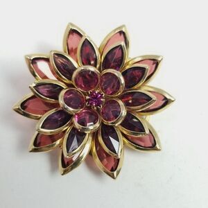 Vintage Avon Purple Rhinestone Starburst Flower Design Brooch, Lapel Pin